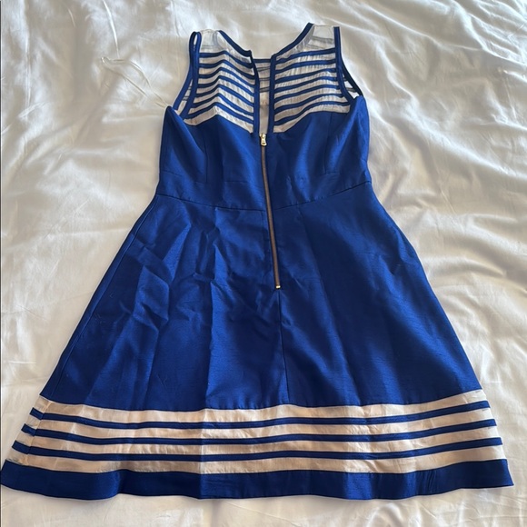 Elegant Blue and White Striped Dress - Picture 1 of 2